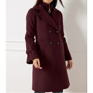 Talbots Double Breasted Wool Blend Pea Coat Women’s XS Burgundy wine Maroon